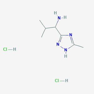 molecular formula C7H16Cl2N4 B1423033 2-甲基-1-(5-甲基-4H-1,2,4-三唑-3-基)丙烷-1-胺二盐酸盐 CAS No. 1334146-98-3