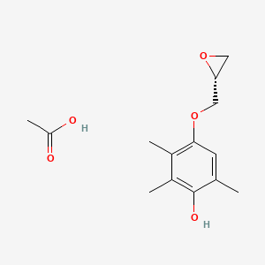 molecular formula C14H20O5 B14230359 acetic acid;2,3,6-trimethyl-4-[[(2R)-oxiran-2-yl]methoxy]phenol CAS No. 830320-57-5