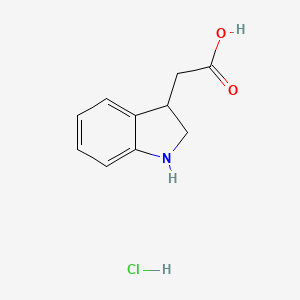 molecular formula C10H12ClNO2 B1423039 2-(2,3-dihydro-1H-indol-3-yl)acetic acid hydrochloride CAS No. 1311316-63-8