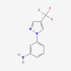 molecular formula C10H8F3N3 B1423050 3-[4-(三氟甲基)-1H-吡唑-1-基]苯胺 CAS No. 1306605-68-4