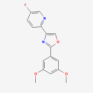 molecular formula C16H13FN2O3 B14230613 Pyridine, 2-[2-(3,5-dimethoxyphenyl)-4-oxazolyl]-5-fluoro- CAS No. 502422-43-7