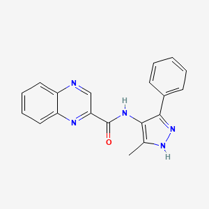 molecular formula C19H15N5O B14230729 N-(5-methyl-3-phenyl-1H-pyrazol-4-yl)quinoxaline-2-carboxamide CAS No. 824968-97-0