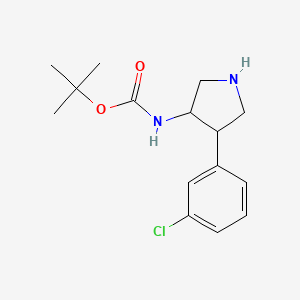 molecular formula C15H21ClN2O2 B1423078 tert-butyl N-[4-(3-chlorophenyl)pyrrolidin-3-yl]carbamate CAS No. 1315368-76-3