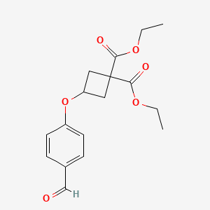 molecular formula C17H20O6 B14230791 Diethyl 3-(4-formylphenoxy)cyclobutane-1,1-dicarboxylate CAS No. 825620-63-1