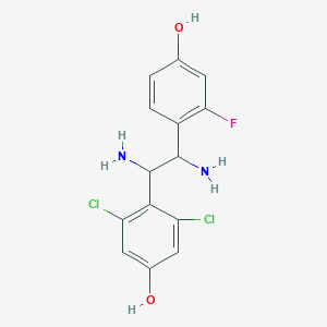 molecular formula C14H13Cl2FN2O2 B14231037 3,5-Dichloro-4-[1,2-diamino-2-(2-fluoro-4-hydroxyphenyl)ethyl]phenol CAS No. 827299-53-6