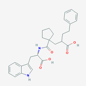 molecular formula C28H32N2O5 B142312 N-(1-(2-Carboxy-4-phenylbutyl)cyclopentylcarbonyl)tryptophan CAS No. 129980-23-0