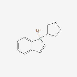 molecular formula C14H15Li B14231225 lithium;1-cyclopentylinden-1-ide CAS No. 433330-95-1