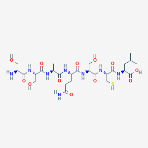 molecular formula C26H46N8O12S B14231336 L-Seryl-L-seryl-L-alanyl-L-glutaminyl-L-seryl-L-cysteinyl-L-leucine CAS No. 521919-17-5