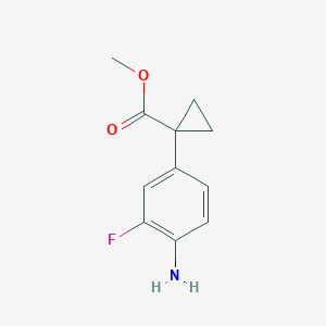 molecular formula C11H12FNO2 B14231436 Methyl 1-(4-amino-3-fluorophenyl)cyclopropane-1-carboxylate CAS No. 824937-43-1
