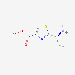 molecular formula C9H14N2O2S B14231552 Ethyl 2-[(1S)-1-aminopropyl]-1,3-thiazole-4-carboxylate CAS No. 596130-69-7