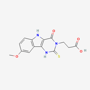 3-(8-methoxy-4-oxo-2-thioxo-1,2,4,5-tetrahydro-3H-pyrimido[5,4-b]indol-3-yl)propanoic acid