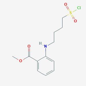 molecular formula C12H16ClNO4S B1423163 Methyl 2-{[4-(chlorosulfonyl)butyl]amino}benzoate CAS No. 1338494-85-1