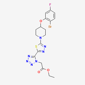 molecular formula C18H19BrFN7O3S B1423175 Ethyl 2-[5-[5-[4-(2-bromo-5-fluorophenoxy)piperidin-1-yl]-1,3,4-thiadiazol-2-yl]tetrazol-1-yl]acetate CAS No. 1030613-24-1