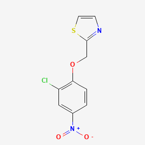 molecular formula C10H7ClN2O3S B1423185 2-((2-Chloro-4-nitrophenoxy)methyl)thiazole CAS No. 851545-78-3