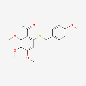 molecular formula C18H20O5S B14232263 Benzaldehyde, 2,3,4-trimethoxy-6-[[(4-methoxyphenyl)methyl]thio]- CAS No. 823829-22-7