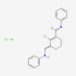 molecular formula C20H20Cl2N2 B1423231 N-((2-Chloro-3-((phenylimino)methyl)cyclohex-2-en-1-ylidene)methyl)aniline hydrochloride CAS No. 195382-10-6