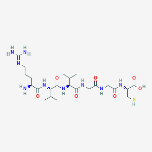 molecular formula C23H43N9O7S B14232310 N~5~-(Diaminomethylidene)-L-ornithyl-L-valyl-L-valylglycylglycyl-L-cysteine CAS No. 791084-66-7