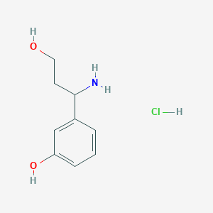 molecular formula C9H14ClNO2 B1423239 3-(3-Hydroxyphenyl)-DL-beta-alaninol HCl CAS No. 1159826-49-9