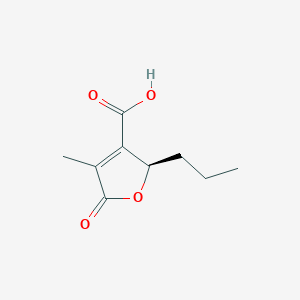 molecular formula C9H12O4 B14232393 (2R)-4-Methyl-5-oxo-2-propyl-2,5-dihydrofuran-3-carboxylic acid CAS No. 390401-25-9