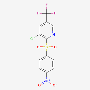 molecular formula C12H6ClF3N2O4S B1423241 3-Chloro-2-[(4-nitrobenzene)sulfonyl]-5-(trifluoromethyl)pyridine CAS No. 1281872-40-9