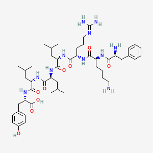 molecular formula C48H77N11O9 B14232582 L-Phenylalanyl-L-lysyl-N~5~-(diaminomethylidene)-L-ornithyl-L-leucyl-L-leucyl-L-leucyl-L-tyrosine CAS No. 650610-29-0