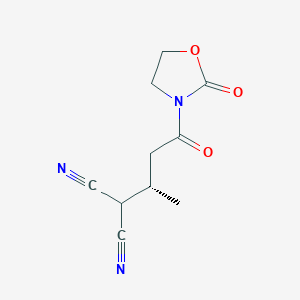 molecular formula C10H11N3O3 B14232691 [(2S)-4-Oxo-4-(2-oxo-1,3-oxazolidin-3-yl)butan-2-yl]propanedinitrile CAS No. 575489-64-4
