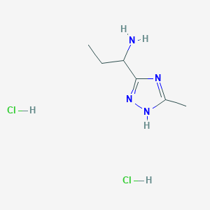 molecular formula C6H14Cl2N4 B1423289 1-(3-methyl-1H-1,2,4-triazol-5-yl)propan-1-amine dihydrochloride CAS No. 1354960-05-6