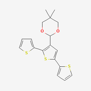 molecular formula C18H18O2S3 B14232948 2-(2,5-dithiophen-2-ylthiophen-3-yl)-5,5-dimethyl-1,3-dioxane CAS No. 634602-02-1