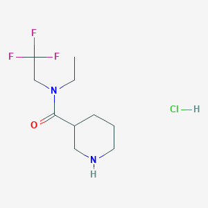molecular formula C10H18ClF3N2O B1423307 N-ethyl-N-(2,2,2-trifluoroethyl)piperidine-3-carboxamide hydrochloride CAS No. 1354961-14-0
