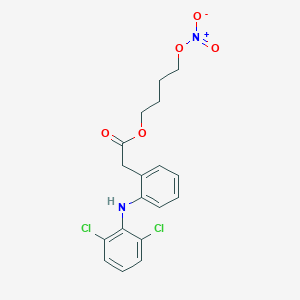 molecular formula C18H18Cl2N2O5 B142331 Nitrofenac CAS No. 154766-10-6
