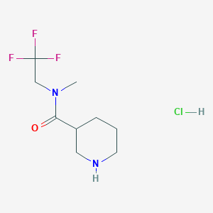 molecular formula C9H16ClF3N2O B1423310 N-methyl-N-(2,2,2-trifluoroethyl)piperidine-3-carboxamide hydrochloride CAS No. 1354958-78-3