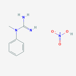 molecular formula C8H12N4O3 B1423312 1-Methyl-1-phenylguanidine; nitric acid CAS No. 824950-09-6