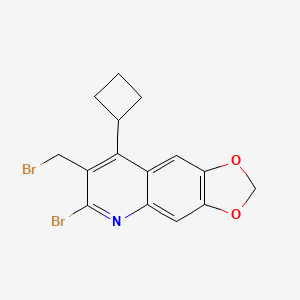 molecular formula C15H13Br2NO2 B14233324 6-Bromo-7-(bromomethyl)-8-cyclobutyl-2H-[1,3]dioxolo[4,5-G]quinoline CAS No. 536711-37-2
