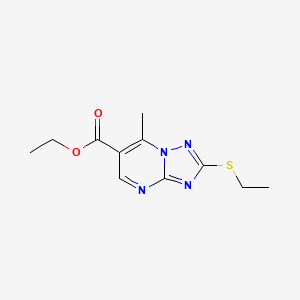 molecular formula C11H14N4O2S B1423338 Ethyl 2-(ethylthio)-7-methyl[1,2,4]triazolo[1,5-a]pyrimidine-6-carboxylate CAS No. 1189166-68-4