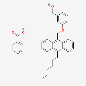 molecular formula C35H36O4 B14233455 Benzoic acid;[3-[(10-hexylanthracen-9-yl)methoxy]phenyl]methanol CAS No. 823788-43-8