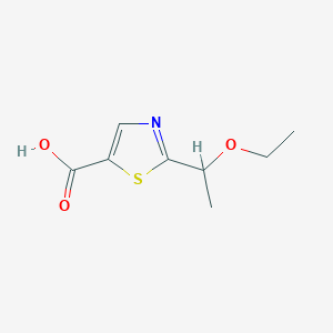 molecular formula C8H11NO3S B1423348 2-(1-Ethoxyethyl)-1,3-thiazole-5-carboxylic acid CAS No. 1340060-32-3