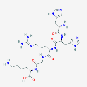 molecular formula C26H43N13O6 B14233493 L-Lysine, L-histidyl-L-histidyl-L-arginylglycyl- CAS No. 391652-67-8