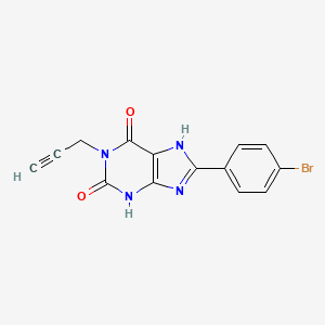 molecular formula C14H9BrN4O2 B14233768 8-(4-Bromo-phenyl)-1-prop-2-ynyl-3,7-dihydro-purine-2,6-dione CAS No. 409344-55-4