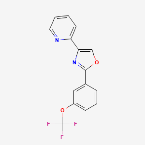 molecular formula C15H9F3N2O2 B14233775 Pyridine, 2-[2-[3-(trifluoromethoxy)phenyl]-4-oxazolyl]- CAS No. 502422-33-5