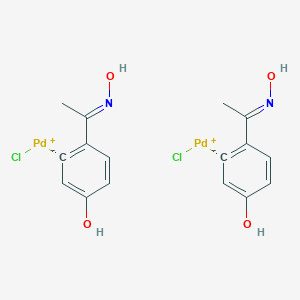 molecular formula C16H16Cl2N2O4Pd2 B1423387 chloropalladium(1+);4-[(E)-N-hydroxy-C-methylcarbonimidoyl]benzene-5-id-1-ol CAS No. 419581-64-9