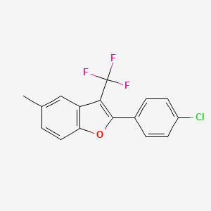 molecular formula C16H10ClF3O B14233931 Benzofuran, 2-(4-chlorophenyl)-5-methyl-3-(trifluoromethyl)- CAS No. 821770-01-8