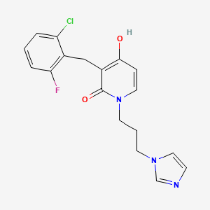 molecular formula C18H17ClFN3O2 B1423395 3-(2-chloro-6-fluorobenzyl)-4-hydroxy-1-[3-(1H-imidazol-1-yl)propyl]-2(1H)-pyridinone CAS No. 477869-81-1