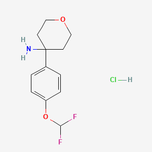 molecular formula C12H16ClF2NO2 B1423439 4-[4-(Difluoromethoxy)phenyl]oxan-4-amine hydrochloride CAS No. 1334147-25-9