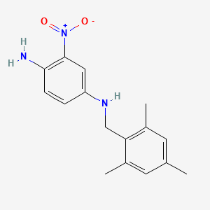 molecular formula C16H19N3O2 B1423489 3-nitro-1-N-[(2,4,6-trimethylphenyl)methyl]benzene-1,4-diamine CAS No. 1334147-20-4