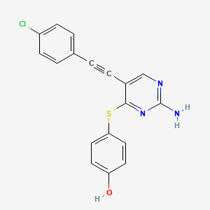 molecular formula C18H12ClN3OS B14235143 Phenol, 4-[[2-amino-5-[(4-chlorophenyl)ethynyl]-4-pyrimidinyl]thio]- CAS No. 393856-42-3