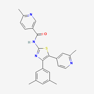 molecular formula C24H22N4OS B14235192 N-[4-(3,5-Dimethylphenyl)-5-(2-methyl-4-pyridyl)-1,3-thiazol-2-YL]-6-methylnicotinamide CAS No. 365429-80-7