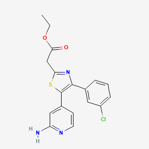 molecular formula C18H16ClN3O2S B14235348 Ethyl [5-(2-aminopyridin-4-yl)-4-(3-chlorophenyl)-1,3-thiazol-2-yl]acetate CAS No. 365428-96-2
