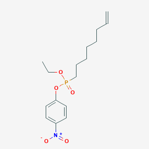 molecular formula C16H24NO5P B14235377 Ethyl 4-nitrophenyl oct-7-EN-1-ylphosphonate CAS No. 496837-08-2