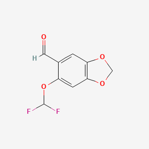 molecular formula C9H6F2O4 B1423544 6-(difluoromethoxy)-2H-1,3-benzodioxole-5-carbaldehyde CAS No. 1250313-60-0