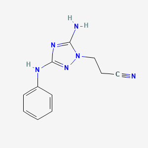 molecular formula C11H12N6 B14235518 1H-1,2,4-Triazole-1-propanenitrile, 5-amino-3-(phenylamino)- CAS No. 541500-03-2